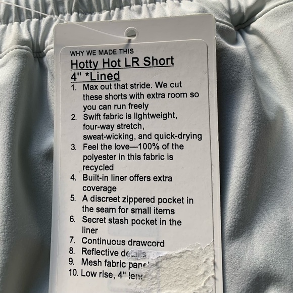 🍋LULULEMON HOTTY HOT SHORTS 4”-OCEAN AIR, 10 - Picture 8 of 10
